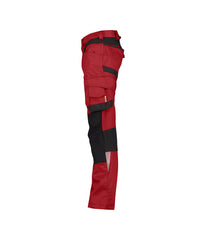 Dynax 200980 werkbroek met stretch en kniezakken - Rood/Zwart