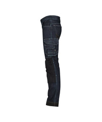 Kyoto 201084 stretch werkjeans met kniezakken - Jeansblauw/Zwart