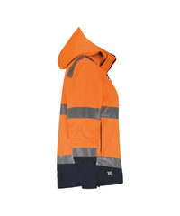 Malaga Women 300466 hogezichtbaarheidssoftshelljas voor dames - Fluo-oranje/Marineblauw