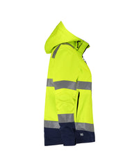 Malaga Women 300466 hogezichtbaarheidssoftshelljas voor dames - Fluogeel/Marineblauw