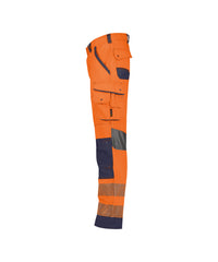 Odessa 200984 zomer hogezichtbaarheidsbroek met kniezakken - Fluo-oranje/Marineblauw