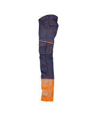 Princeton 201060 stretch hogezichtbaarheidsbroek  - Marineblauw/Fluo-oranje